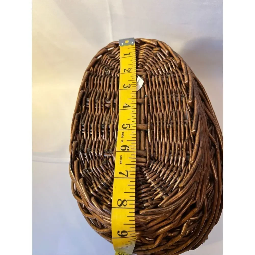 Vintage Woven Wicker Basket Rustic Farmhouse Cottage Decor Storage Basket